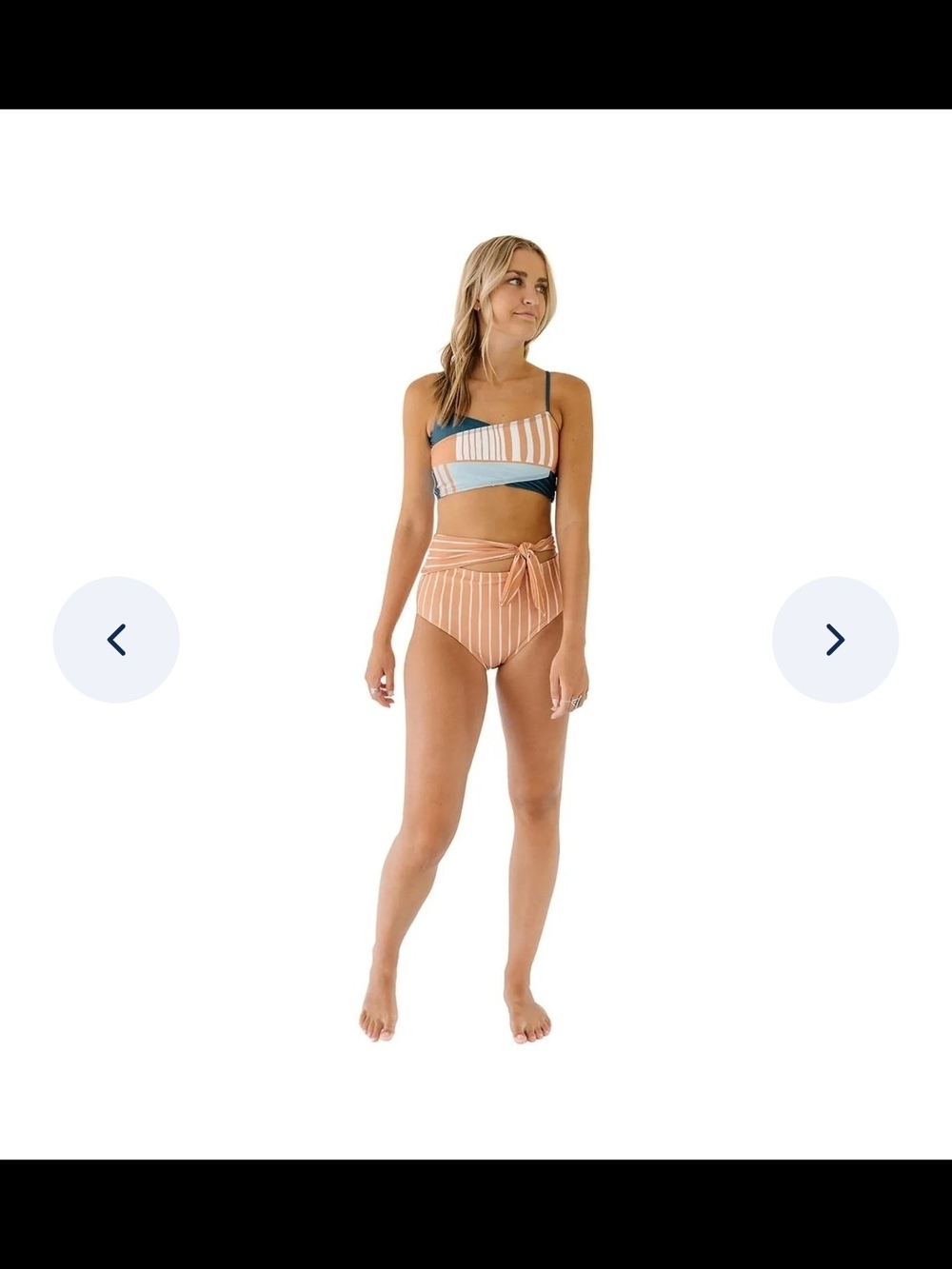 Nani Side Tie Bathing Suit In Terracotta With Stripe. Size L - Picture 2 of 13